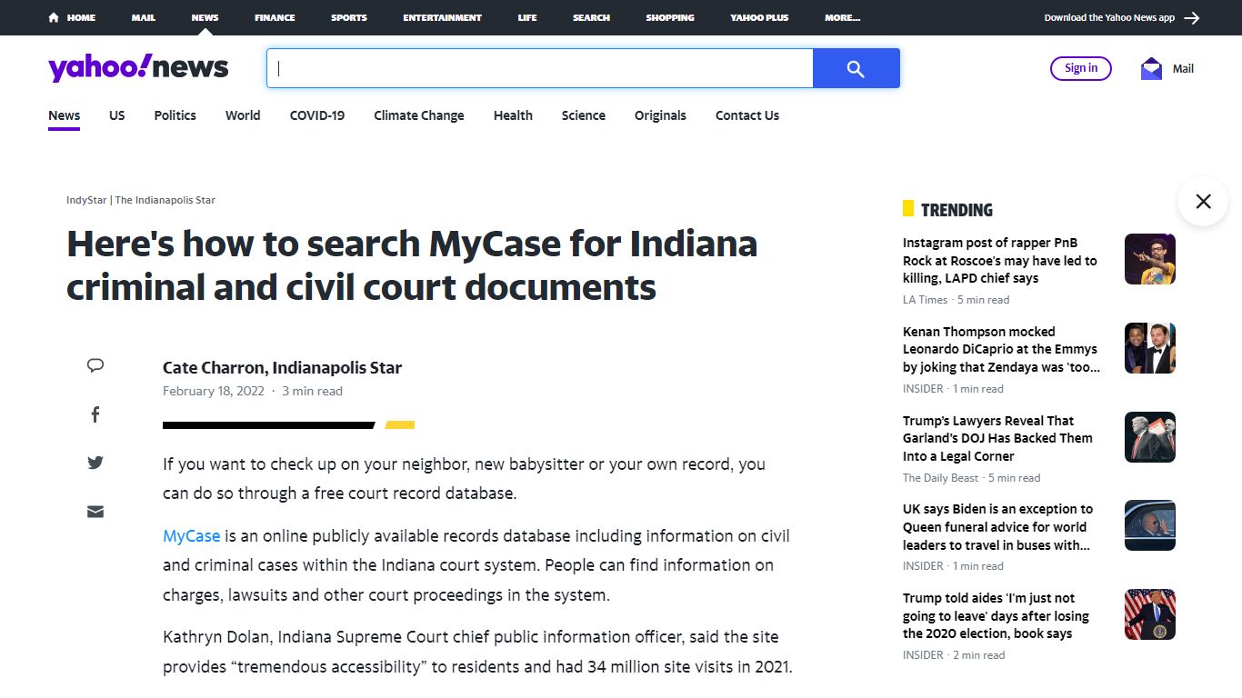 Here's how to search MyCase for Indiana criminal and civil court documents